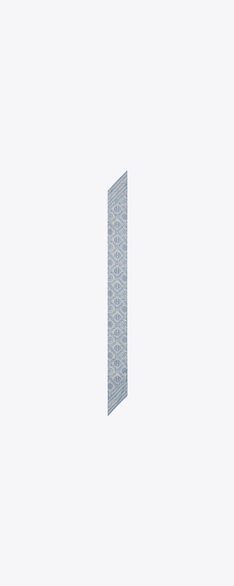Женский галстук Tory Burch T Monogram Silk Ribbon Tie, цвет: Синий