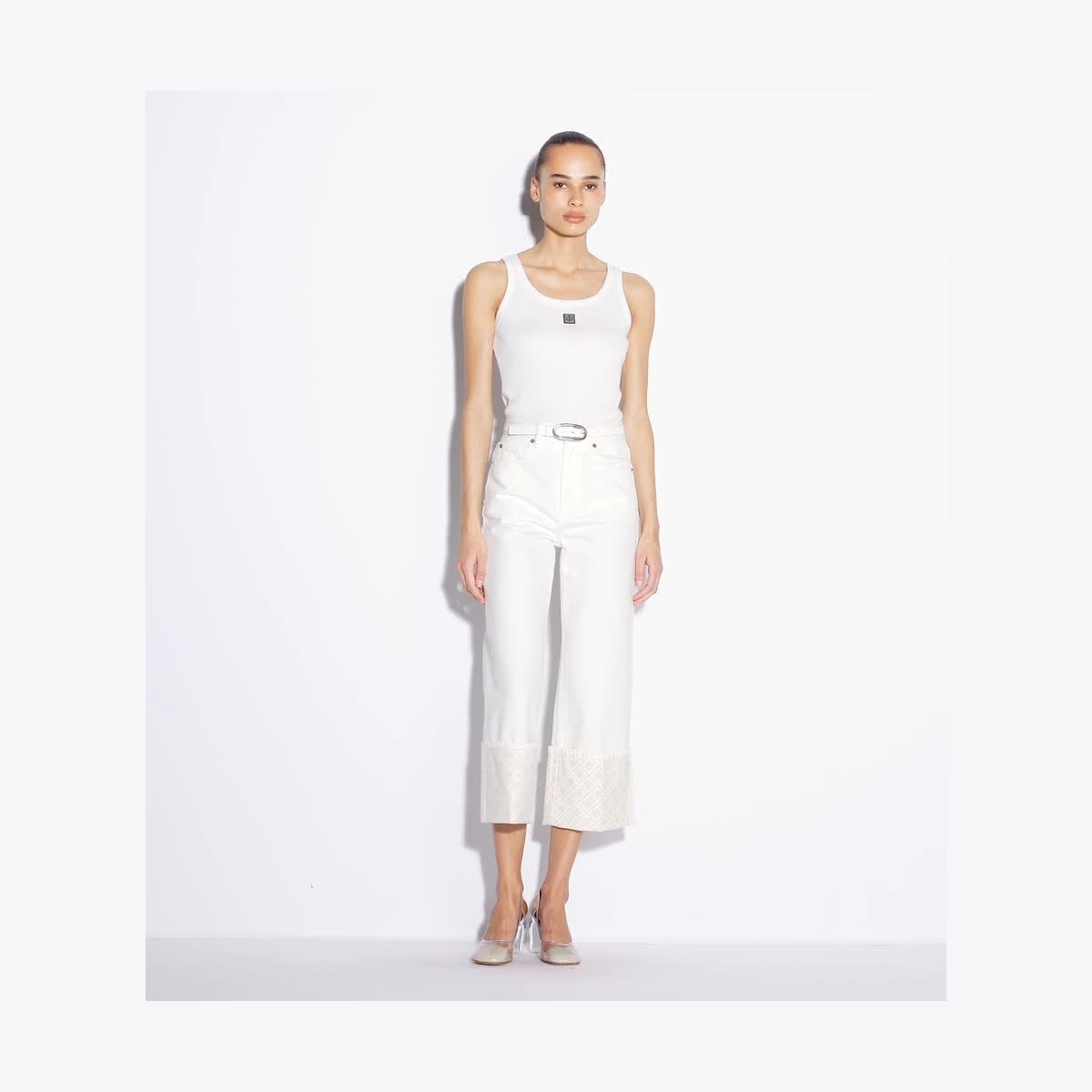 T MONOGRAM CONTRAST CUFF CROPPED JEAN - thumbnail 4