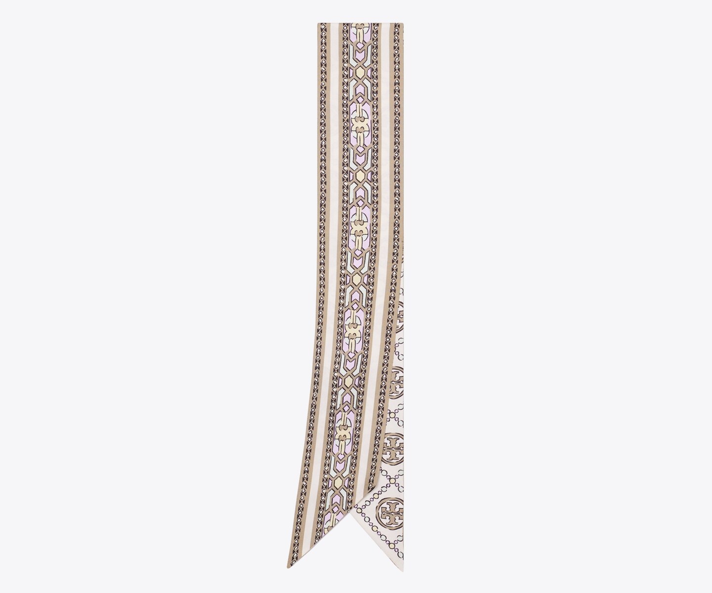 Женский галстук Tory Burch T Monogram Deco Ribbon Tie, цвет: Кремовый — фото 3