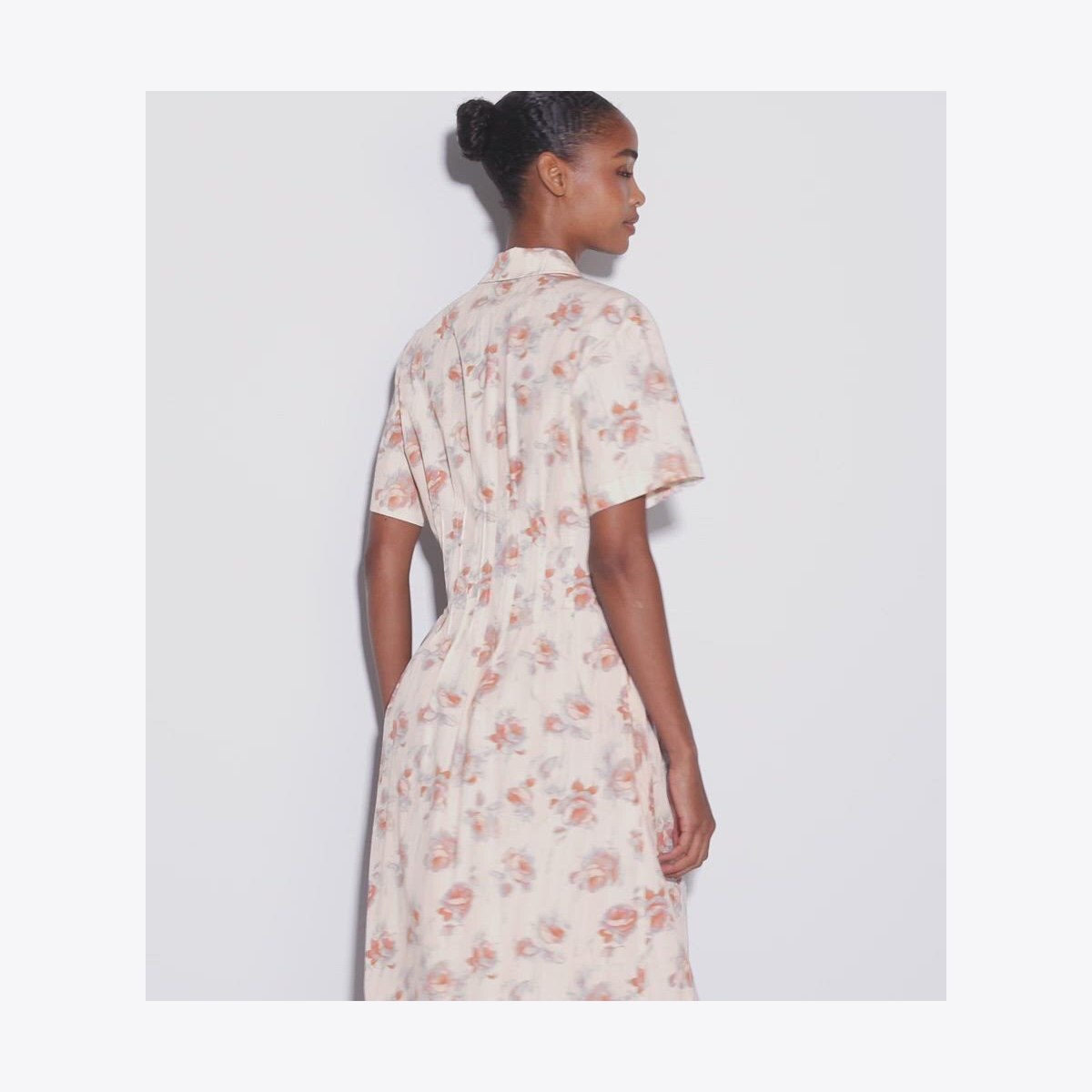 POPLIN PLEAT-WAIST DRESS - thumbnail 4