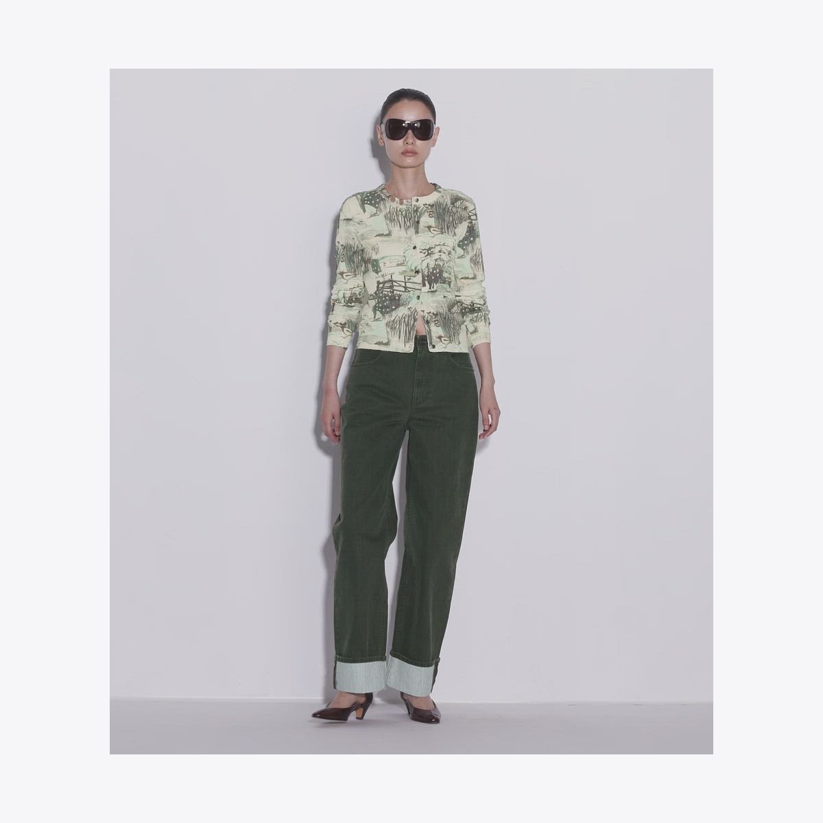 PRINTED TEXTURED COTTON CARDIGAN - thumbnail 4