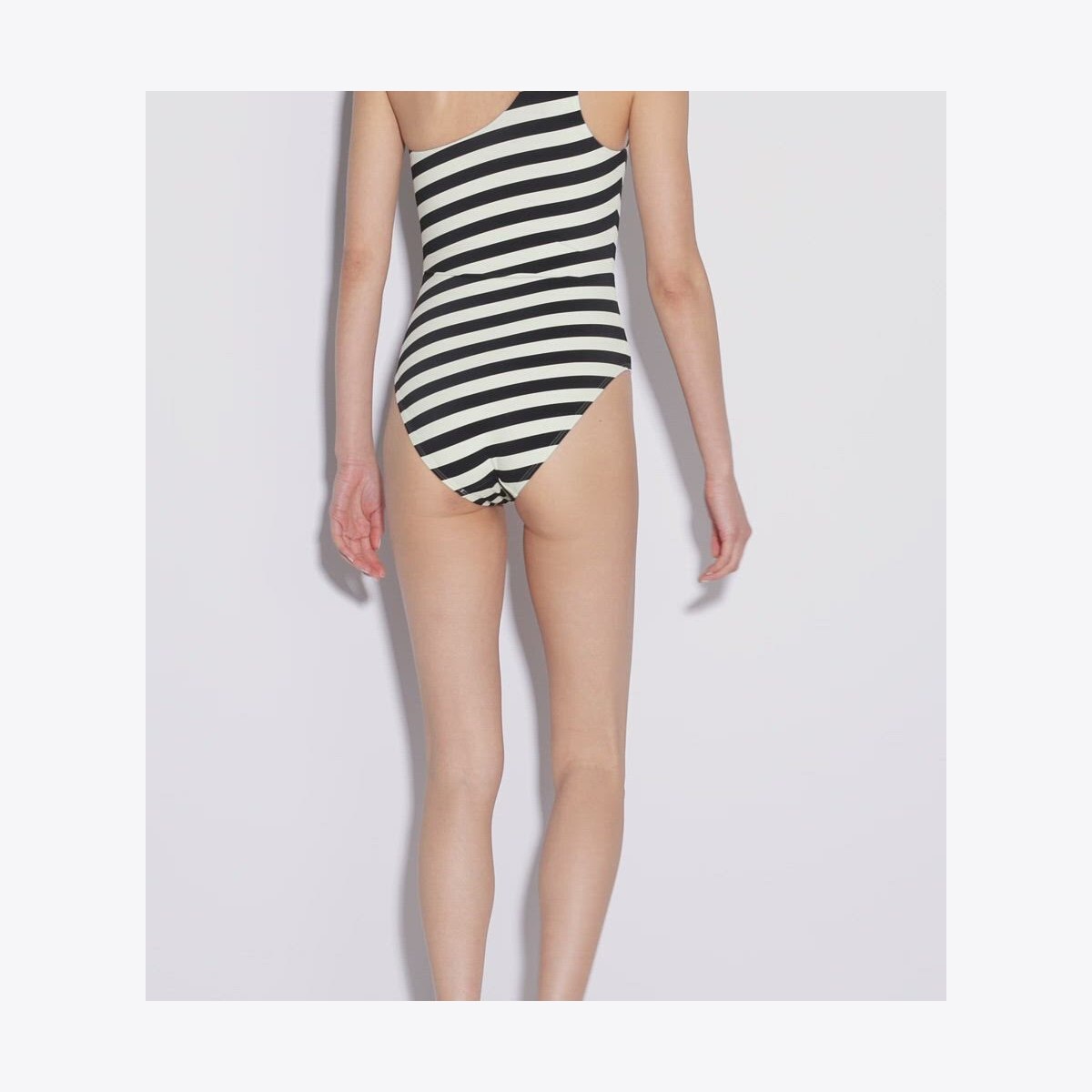 ONE SHOULDER STRIPED SWIMSUIT - thumbnail 4