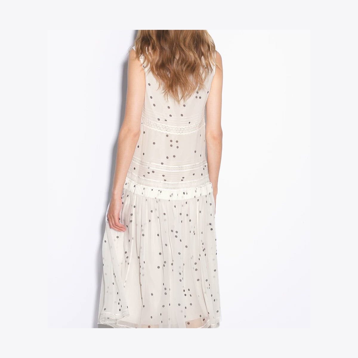 PLEATED SILK LACE DRESS - thumbnail 4