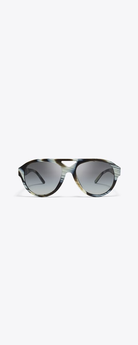 Женские солнцезащитные очки Tory Burch Miller Pilot, цвет: Слоновая кость коричневый / Серый градиентный