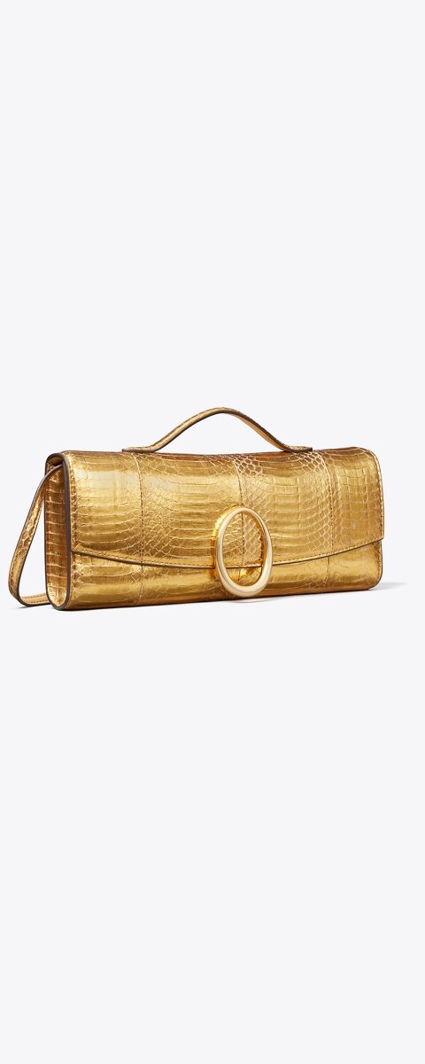 Женский клатч Tory Burch Pierced Snake Clutch, цвет: Золотой