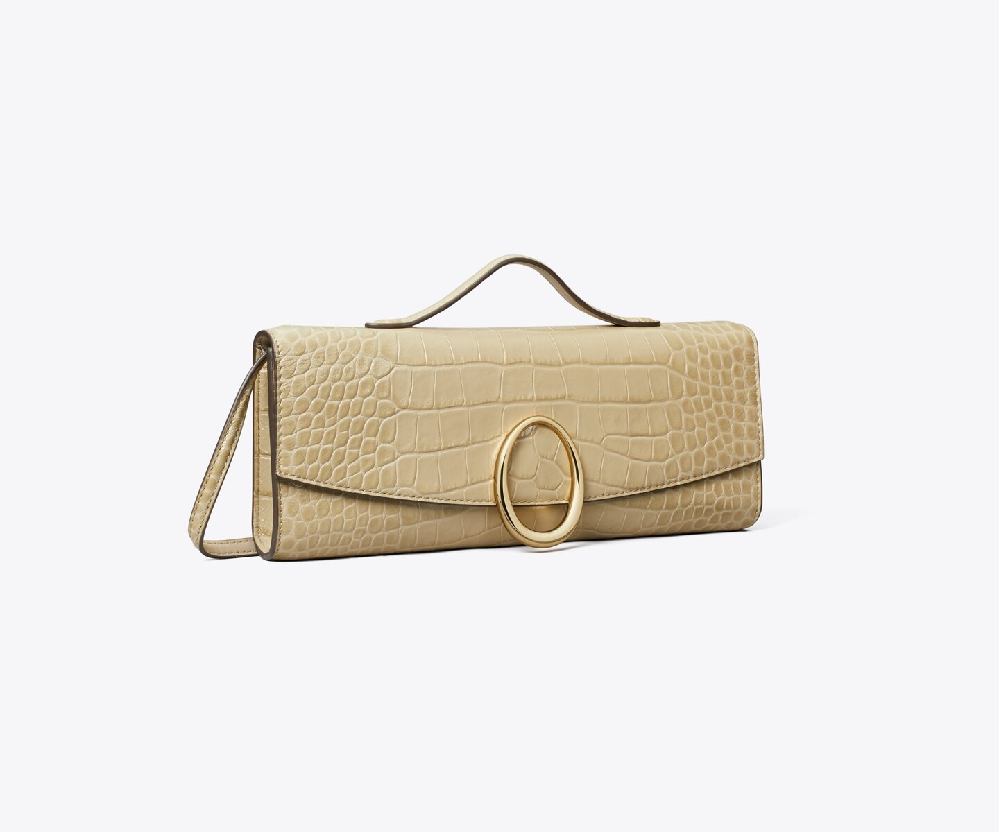 Женский клатч Tory Burch Pierced Croc-Embossed Clutch, цвет: Ginger Leaf