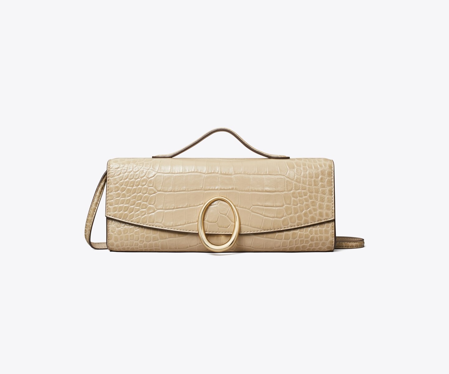 Женский клатч Tory Burch Pierced Croc-Embossed Clutch, цвет: Ginger Leaf — фото 4