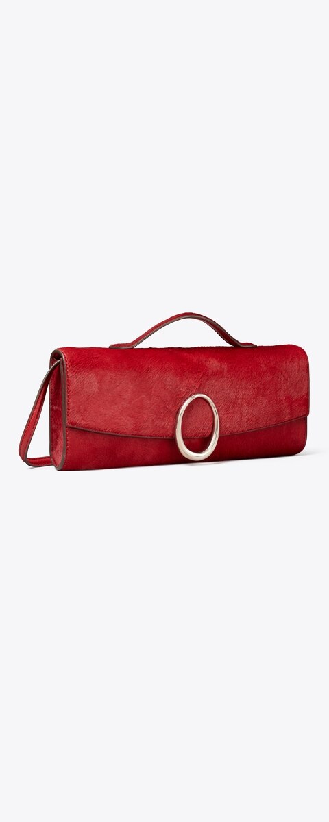 Женский клатч Tory Burch Pierced Calf Hair Clutch, цвет: Красный