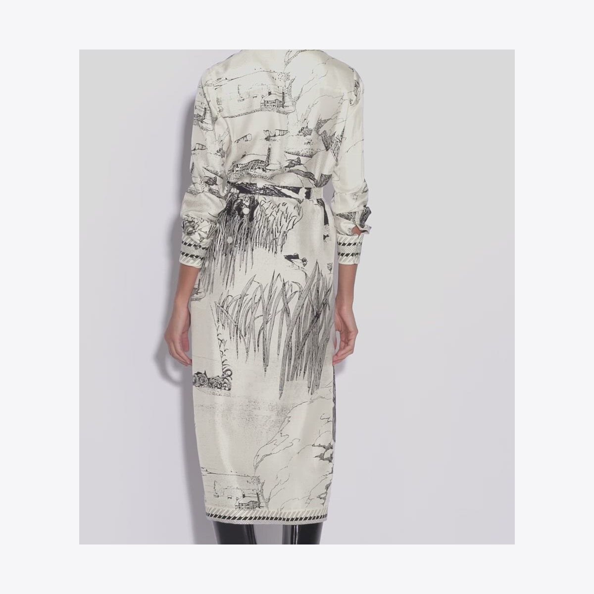 PRINTED SILK SHIRTDRESS - thumbnail 4