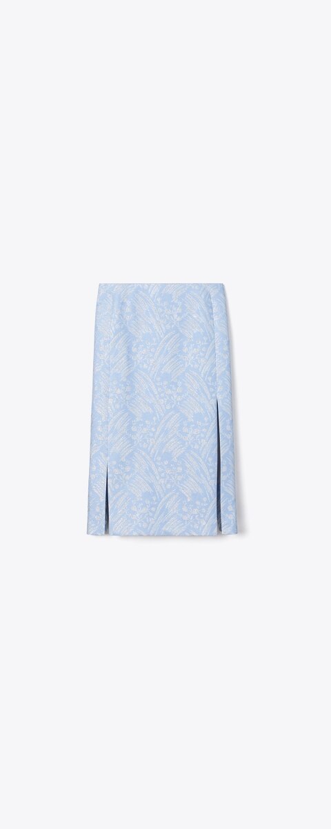 Женская юбка Tory Burch Silk Jacquard, цвет: Светлый синий