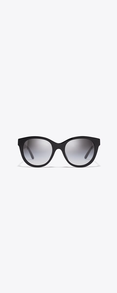 Женские солнцезащитные очки Tory Burch Miller Round, цвет: Чёрный / Серый градиентный