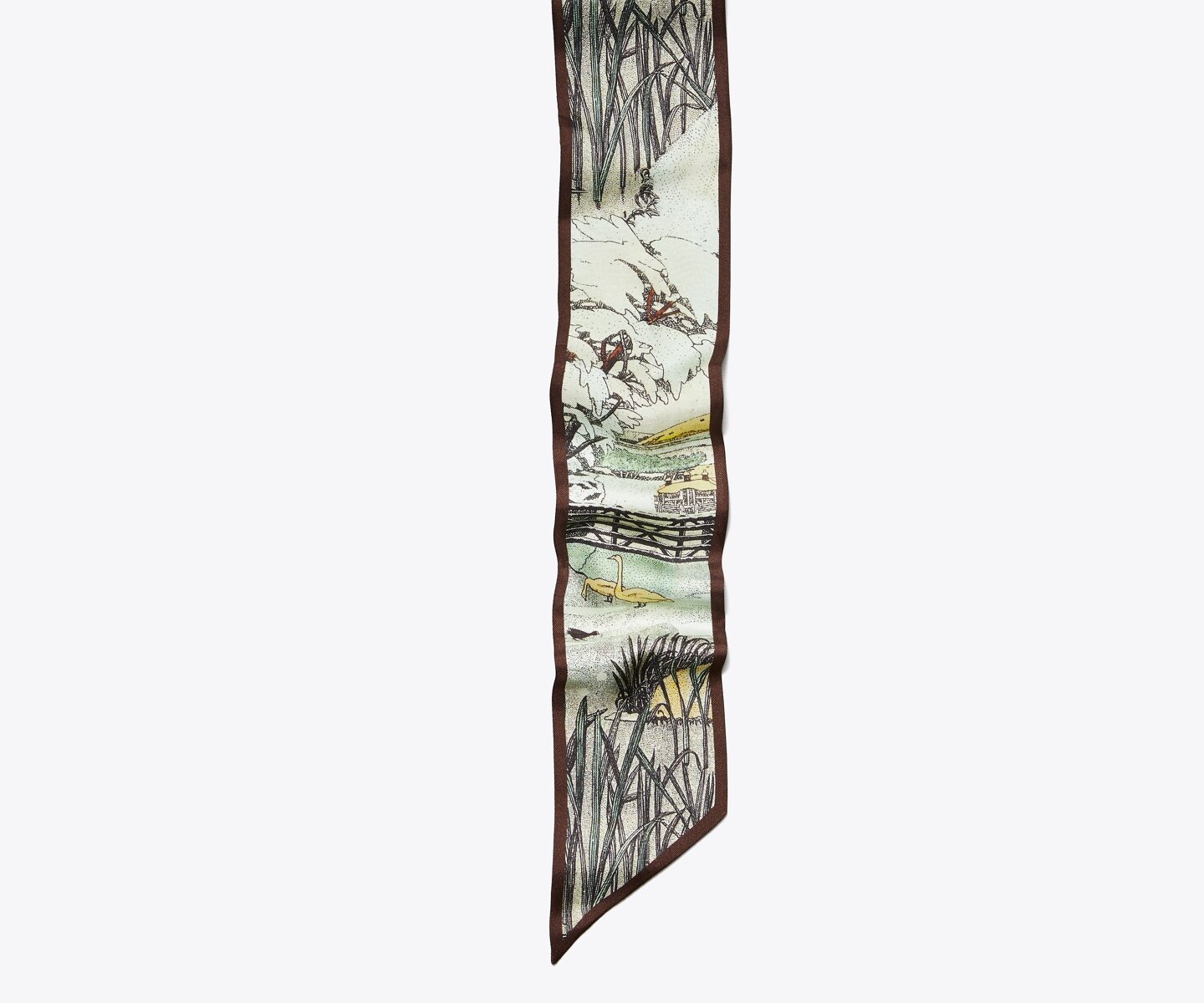 Женский галстук Tory Burch Forest Ribbon Tie, цвет: Тёмно-зелёный мятный — фото 2