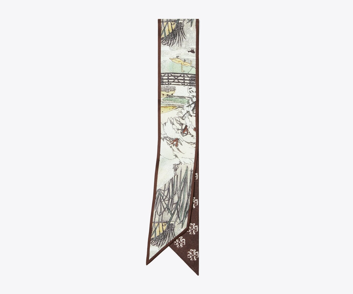 Женский галстук Tory Burch Forest Ribbon Tie, цвет: Тёмно-зелёный мятный — фото 3