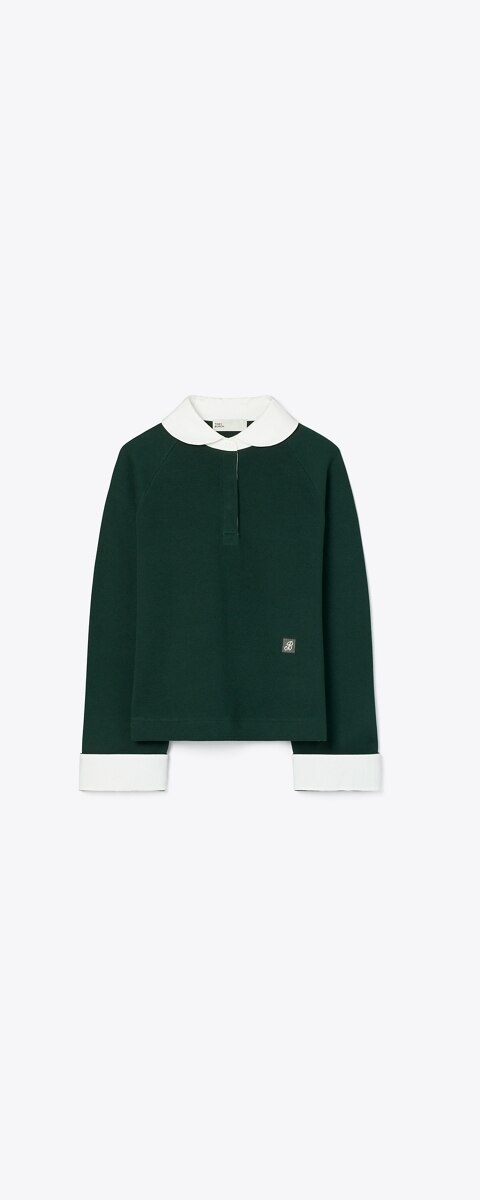 Женский свитер Tory Burch Rugby, цвет: Глубокий зелёный