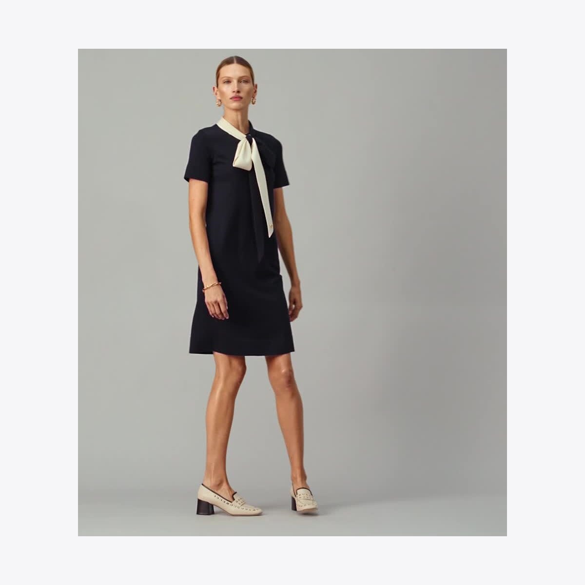 Short Sleeve Bow Sweater Dress: Women's Designer Dresses