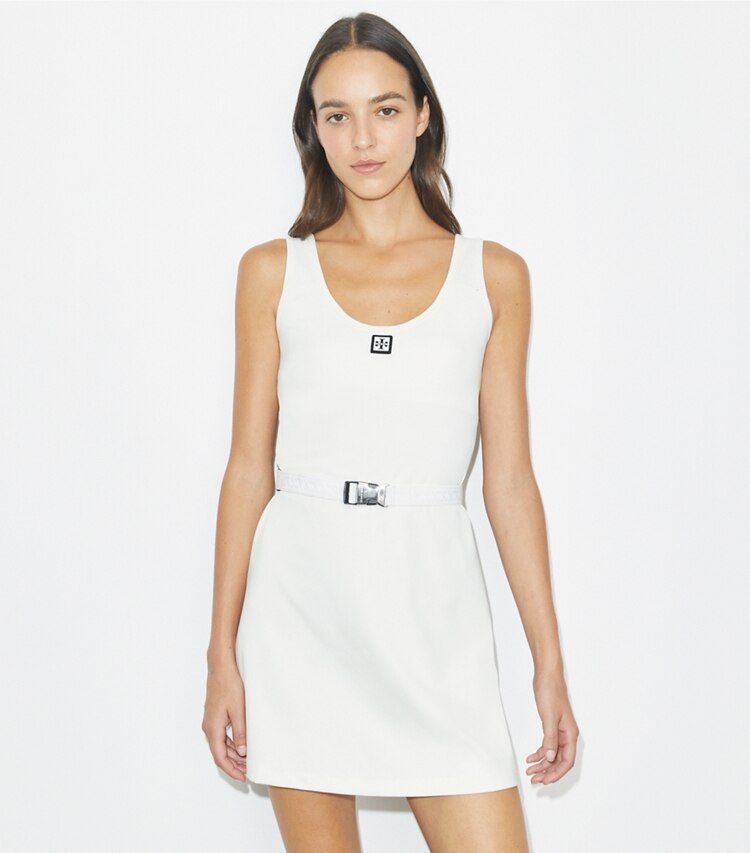 Tory Burch designer dresses A-Line Tennis Dress in Snow White on model detail