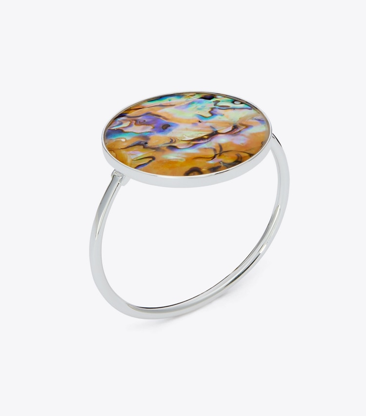 Tory Burch designer bracelets Abalone Cuff in Antique Light Silver / Abalone detail