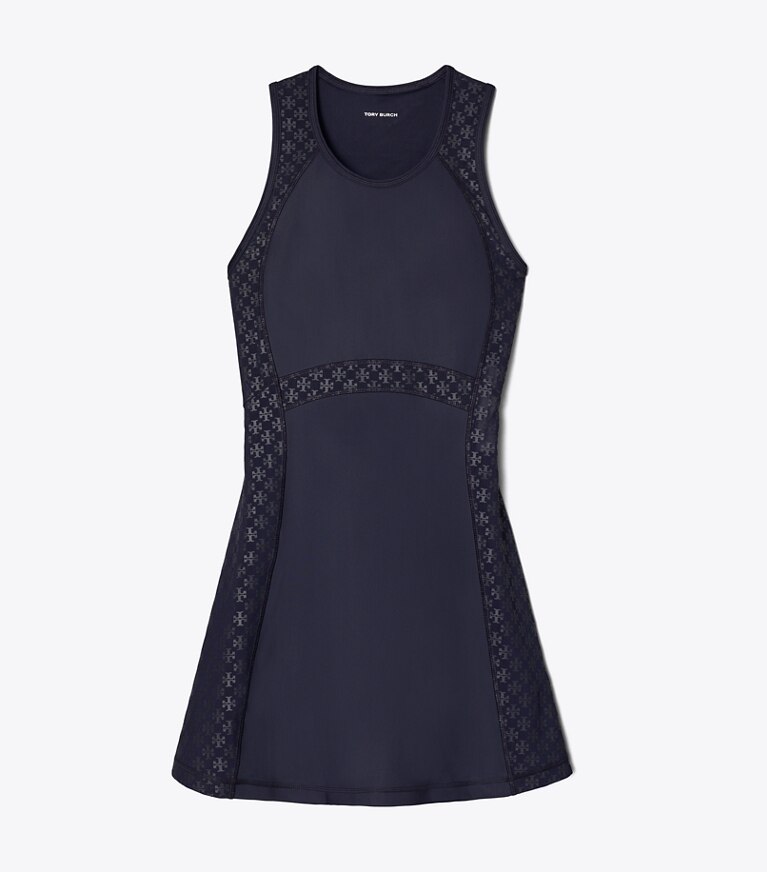 Tory Burch designer abiti Abito a canotta in rete T Monogram in Medium Navy front
