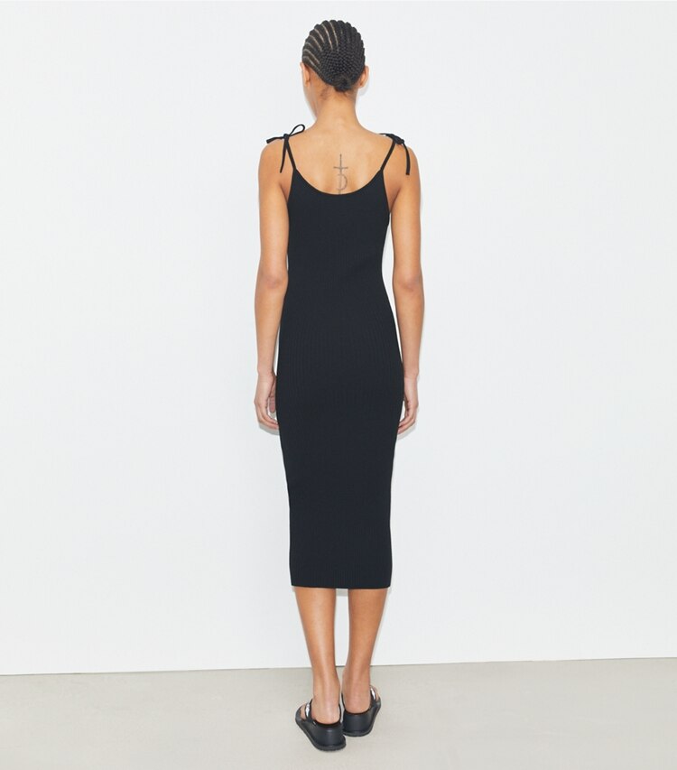 Tory Sport designer abiti Abito a canotta in viscosa in Black on model back