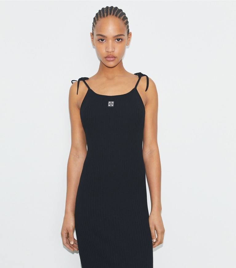 Tory Sport designer abiti Abito a canotta in viscosa in Black front