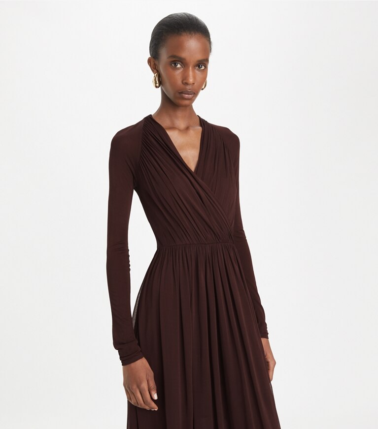 Tory Burch designer abiti Abito a incrocio in jersey in Spiced Chocolate front