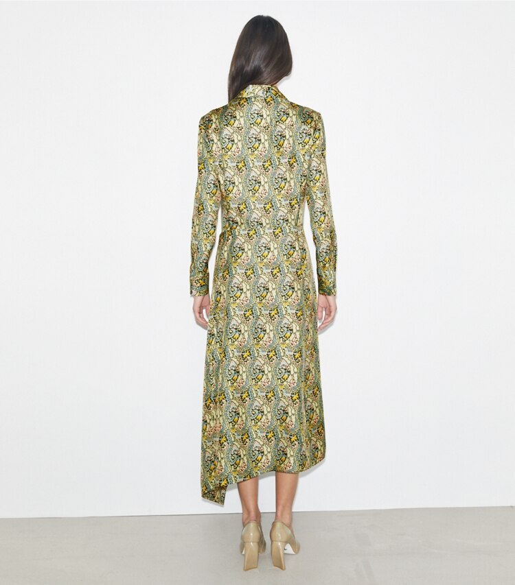 Tory Burch designer abiti Abito a portafoglio in seta in Blue Dream Paisley on model back