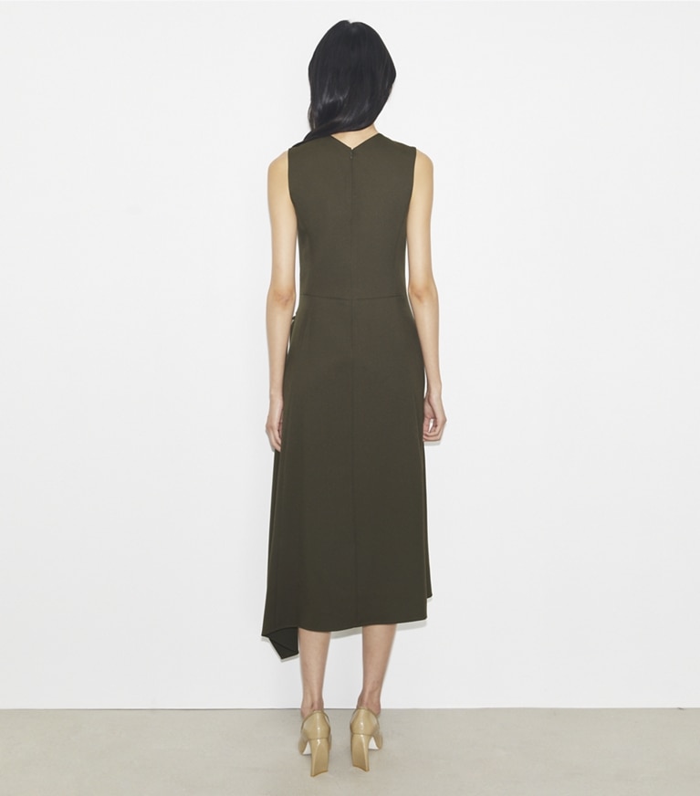 Tory Burch designer abiti Abito a portafoglio in twill in Olive Pesto front