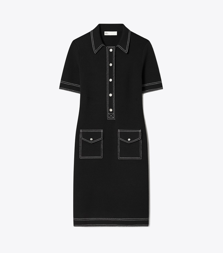 Tory Burch designer abiti Abito Camp in lana con impunture in Black front