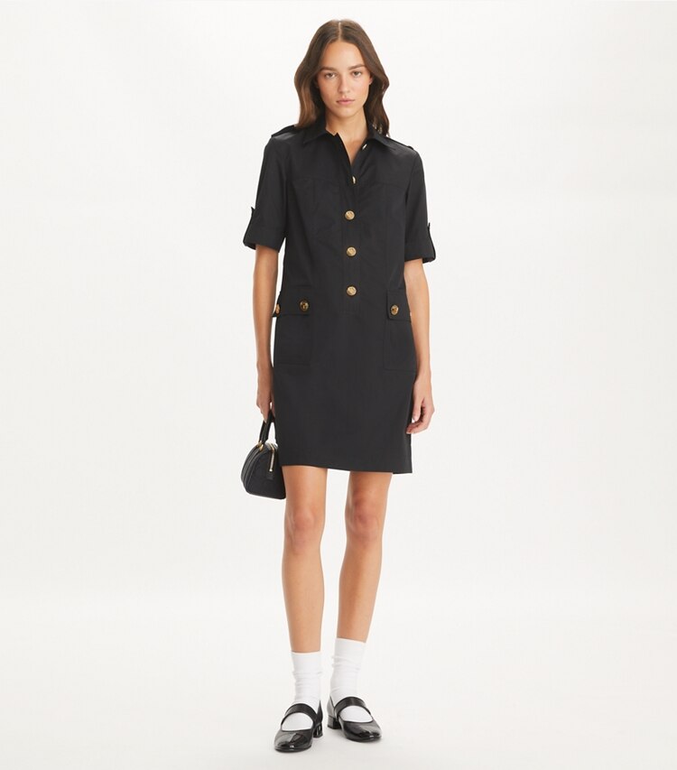 Tory Burch designer abiti Abito Camp in Black parte anteriore su modella