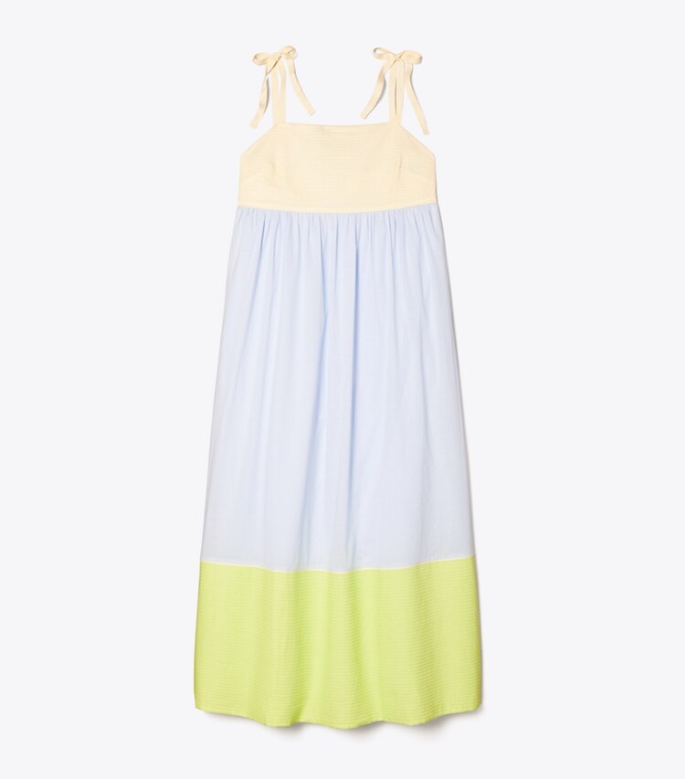 Tory Burch designer copricostume Abito color-block in New Crisp Blue / French Cream /Acid Lem front