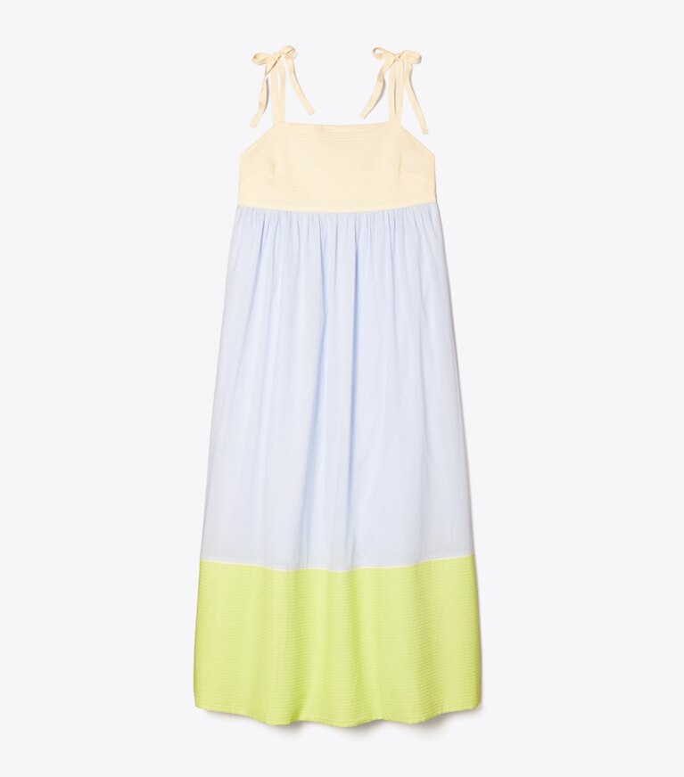 Tory Burch designer copricostume Abito color-block in New Crisp Blue / French Cream /Acid Lem front