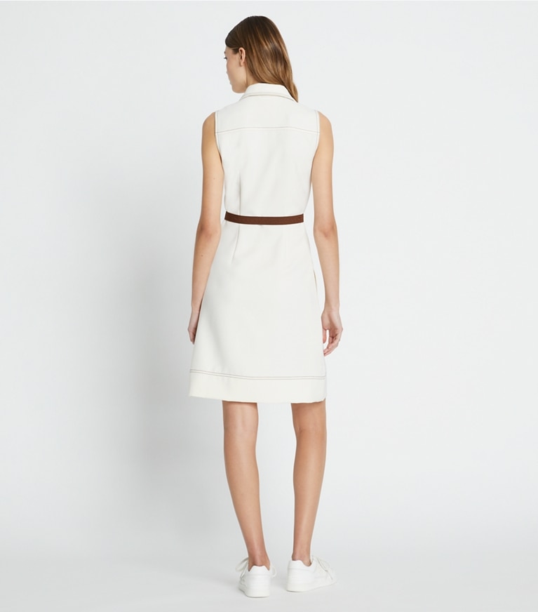Tory Burch designer abiti Abito da golf con impunture a vista in NEW IVORY on model back