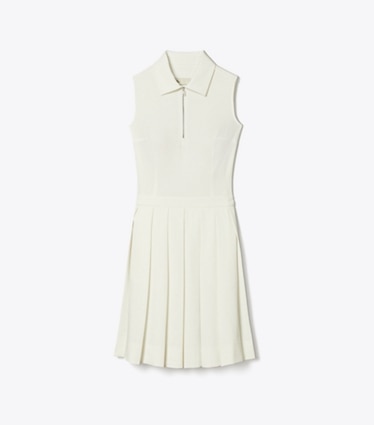 Tory Sport designer abiti Abito da golf plissettato in jacquard T Monogram in White T Monogram Mini Sport front