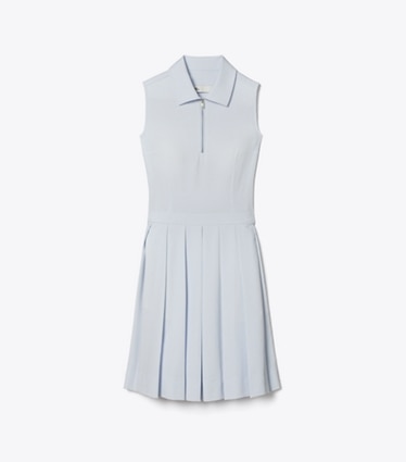 Tory Sport designer abiti Abito da golf plissettato in jacquard T Monogram in Light Blue T Monogram Mini Sport front