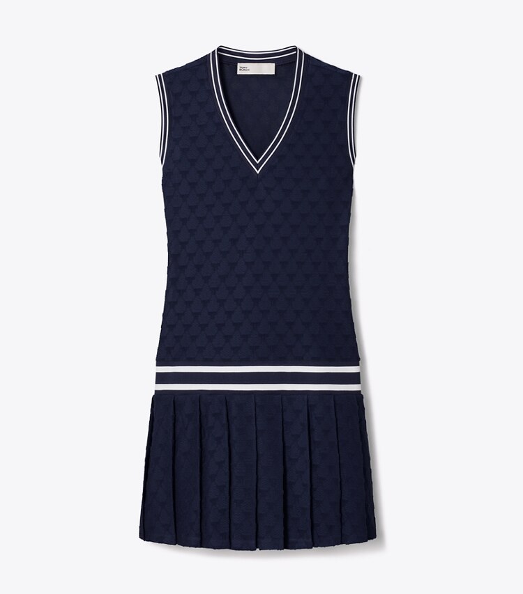 Tory Sport designer abiti Abito da tennis in terry jacquard in Tory Navy front