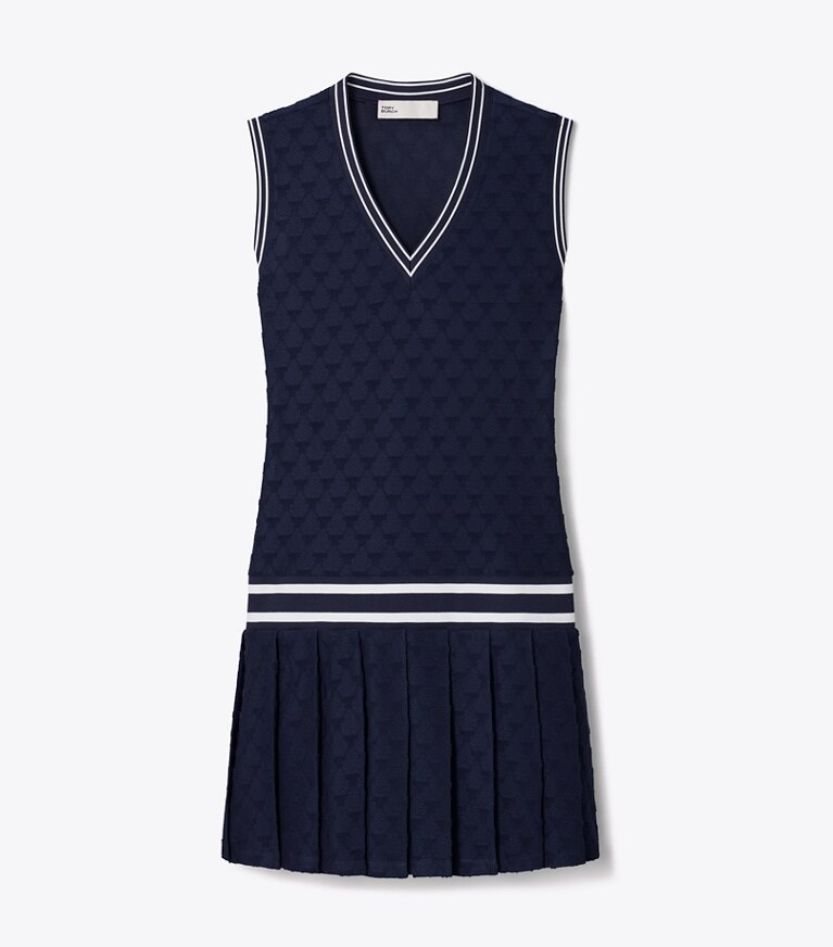Tory Sport designer abiti Abito da tennis in terry jacquard in Tory Navy front