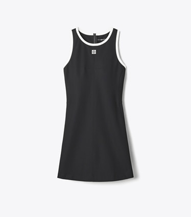 Tory Burch designer abiti Abito da tennis incrociato sulla schiena in jersey in Black / Snow White front