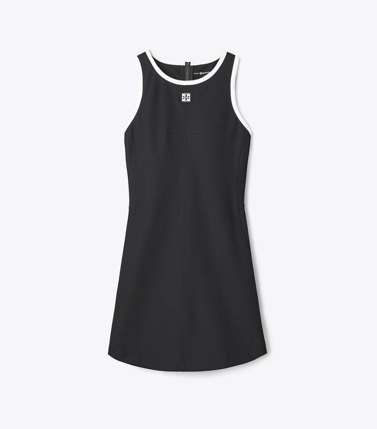 Tory Burch designer abiti Abito da tennis incrociato sulla schiena in jersey in Black / Snow White front