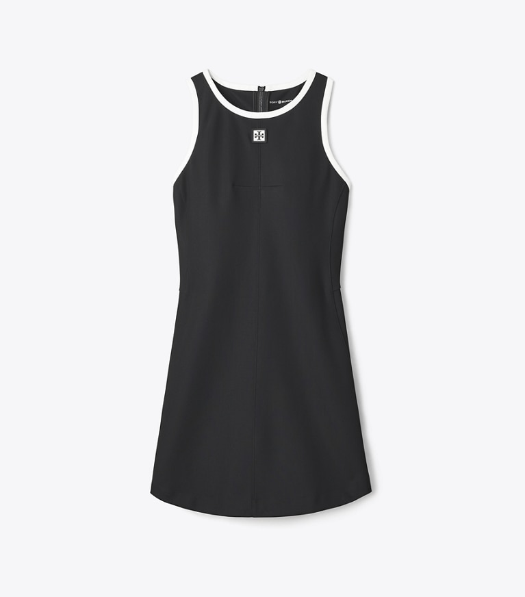 Tory Burch designer abiti Abito da tennis incrociato sulla schiena in jersey in Black / Snow White front