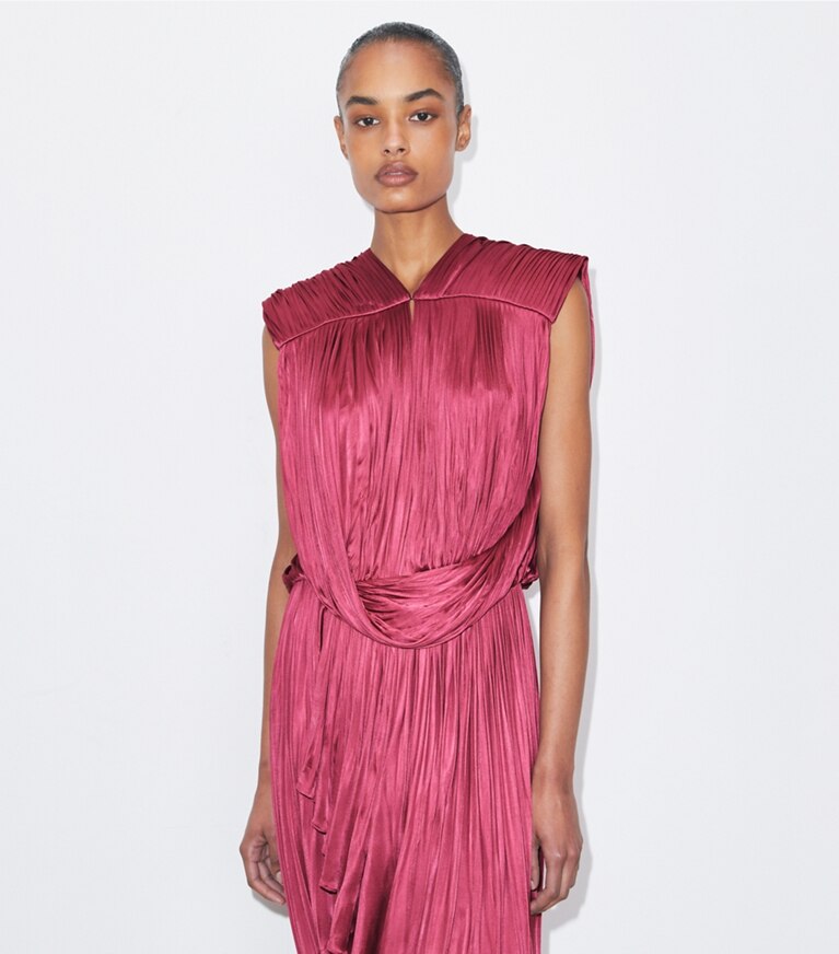 Tory Burch designer abiti Abito drappeggiato in jersey in Cranberry front