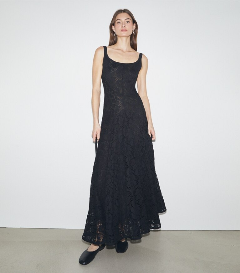 Tory Burch designer abiti Abito floreale in pizzo in Black front