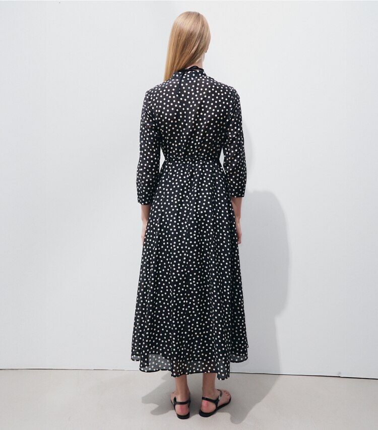 Tory Burch designer abiti Abito in cotone a righe in Black Dot on model back