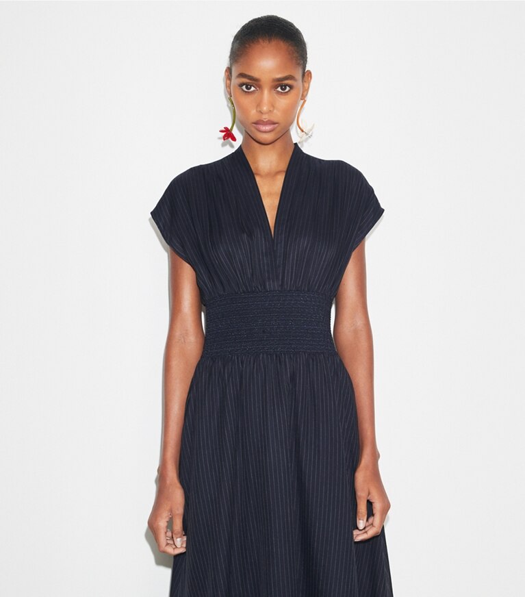 Tory Burch designer abiti Abito in cotone a righe in Navy front