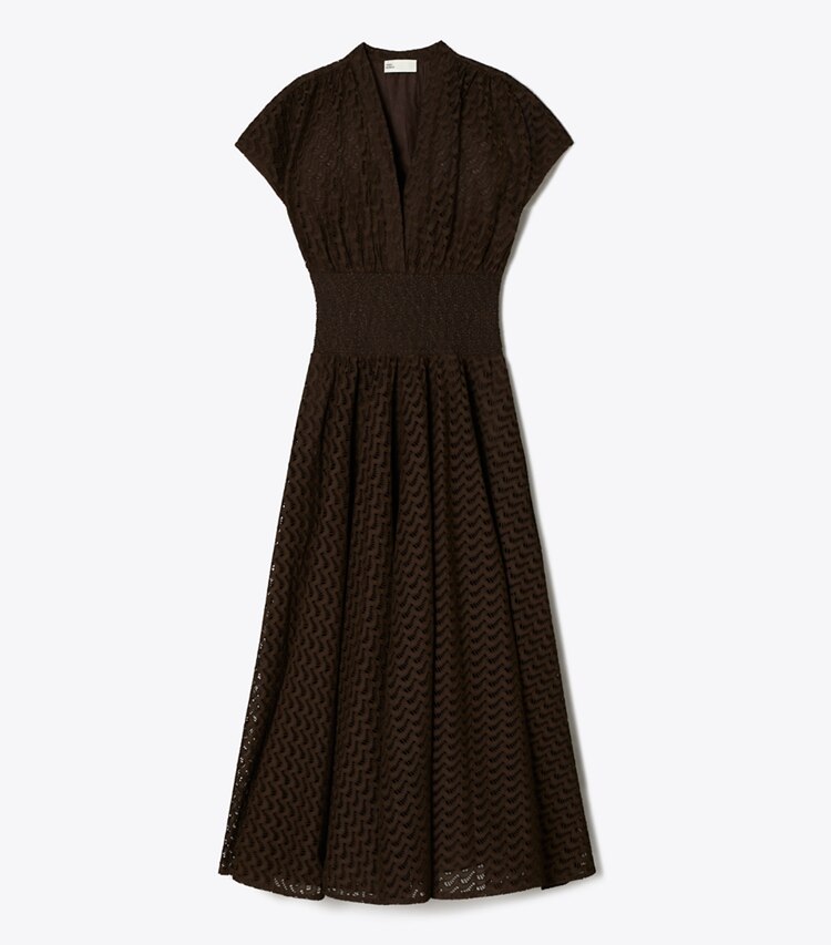 Tory Burch designer abiti Abito in cotone ricamato in Dark Cacao front