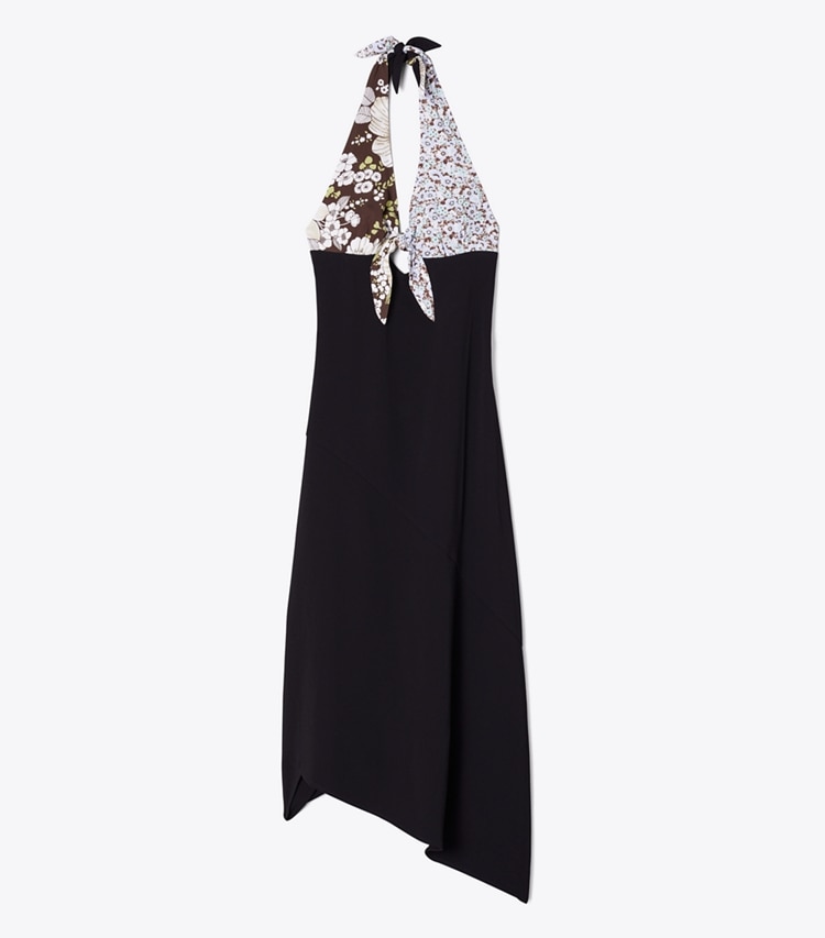 Tory Burch designer abiti Abito in crêpe con allacciatura sul retro in Black front