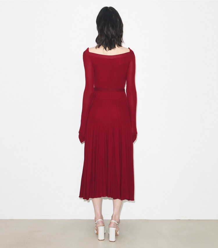 Tory Burch designer abiti Abito in jersey di viscosa in Rouge on model back