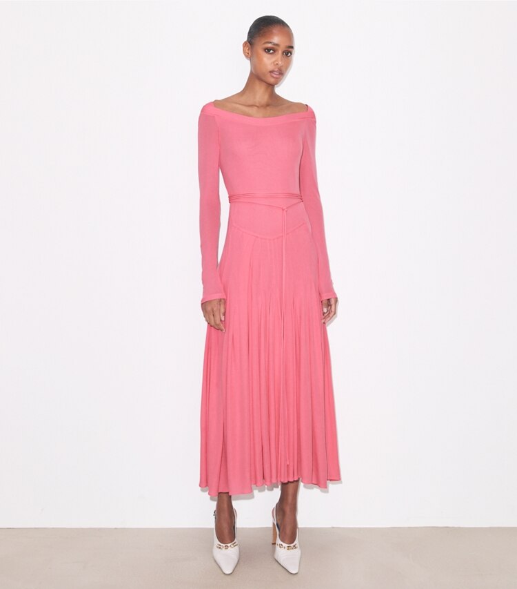 Tory Burch designer abiti Abito in jersey di viscosa in Peony parte anteriore su modella