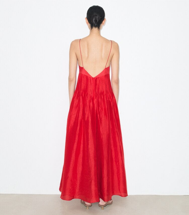Tory Burch designer abiti Abito in lino in Bright Red on model back