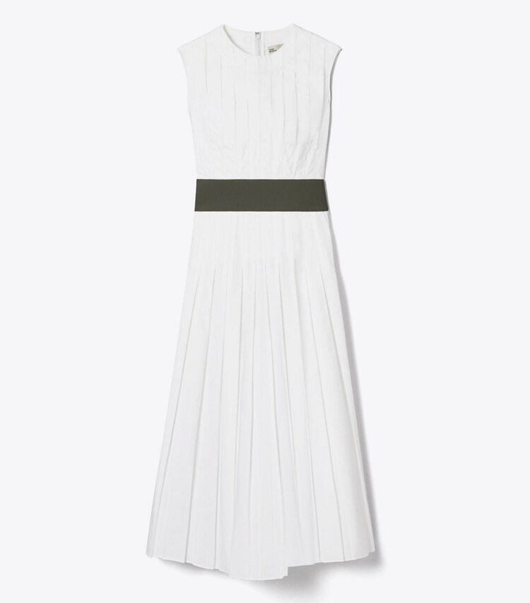 Tory Burch designer abiti Abito in popeline a pieghe in White front