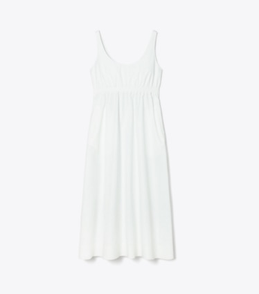 Tory Burch designer copricostume Abito in popeline accoppiato in White front